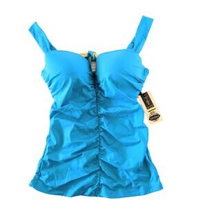 A. Che Ruched Tankini Swim Top Size T5 Fits 32E, 34DD, 36D, 38C